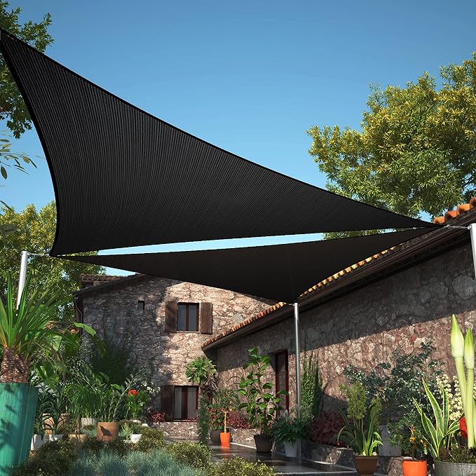 4' x 4' x 4' Black Sun Shade Sail UPF50 Triangle SMTAPT12 Canopy Fabric Cloth by ShadeMart