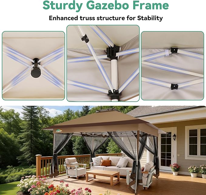 COBIZI 12x12 FT Pop up Gazebo on Clearance Canopy Tent, Carpas para Patio - Image 9
