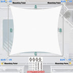 Amgo Custom Size 6' x 22' White Rectangle Square Sun Shade Sail UPF50+ - Image 7