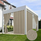 Linen Outdoor Curtains for Patio Waterproof 4 Pcs 110x108 In Taupe | Light by HolidayIdeas