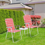 VINGLI Patio Lawn Webbed Folding Chairs Set of 4, Outdoor Beach Chair Portable - Image 6