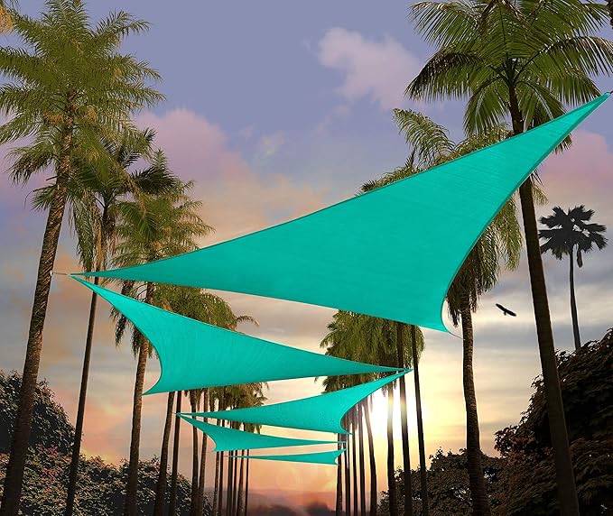 Amgo 16' x 16' x 16' Turquoise Triangle Sun Shade Sail Outdoor Canopy Awning by Amgo