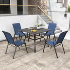 Navy Patio Chairs Set of 4, Stackable Outdoor Dining Chairs - Image 3
