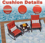 DECMICO 3-Piece Outdoor Rocking Chair Set, Wicker Bistro Furniture | Orange - Image 6