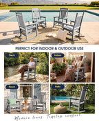 Oversized Outdoor Rocking Chair Set of 6, Porch Rockers, Light Gray | - Image 6