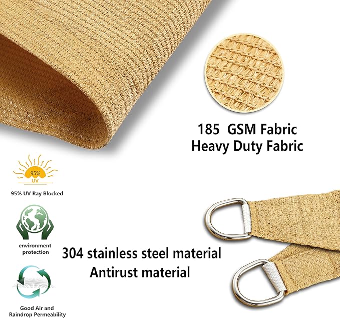 Tronssien Rectangle 16'x20' Sun Shade Sail, 95% UV Blockage Canopy Awning - Image 4