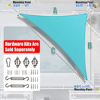 Amgo Custom Size 6' x 7' x 9.2' Turquoise Triangle Sun Shade Sail UPF50+ - Image 6