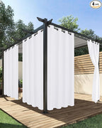Extra Wide Outdoor Curtains for Patio Waterproof 4 Pcs 110x95 Inch White | by HolidayIdeas