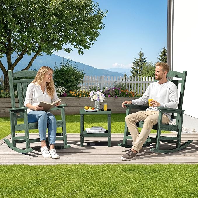 SERWALL Outdoor Rocking Chair Set of 2, Patio Rocking Chair, Porch Rocker - Image 2