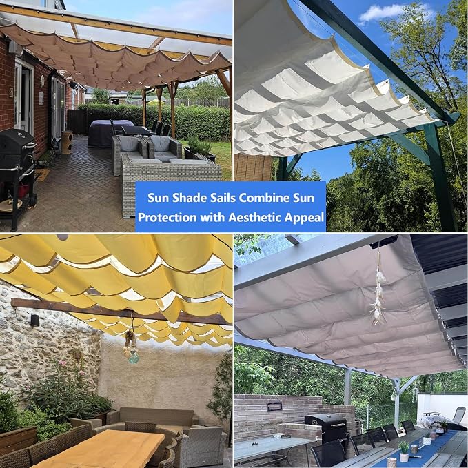 Retractable Wave Sun Shade Sail Waterproof 11' x 13' Sun Shade - Image 6