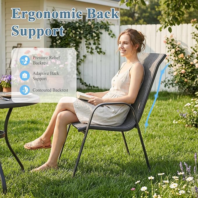 DIFY Patio Chairs Set of 2, Stackable Outdoor Dining Chairs Set - Image 7