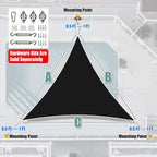 Amgo Custom Size 12' x 12' x 12' Black Triangle Sun Shade Sail UPF50+ AGTAPT12 - Image 6