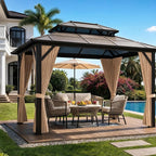 GAOMON 10'x12' Hardtop Gazebo, Outdoor Polycarbonate Double Roof Canopy - Image 4