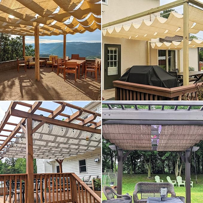 Windscreen4less 7' x 5' Retractable Sun Shade Canopy Cover Sliding Wave Shade - Image 2