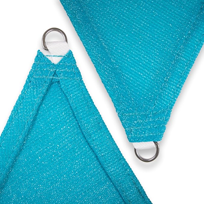 Amgo Custom Size 6' x 12' x 13.4' Turquoise Triangle Sun Shade Sail UPF50+ - Image 8
