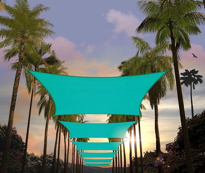 Amgo Custom Size 10' x 14' Turquoise Rectangle Square Sun Shade Sail UPF50+ by Amgo