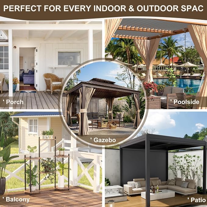 Outdoor Curtains for Patio Waterproof Rod Pocket 6 Pcs 54x120 Inch Grey | - Image 7