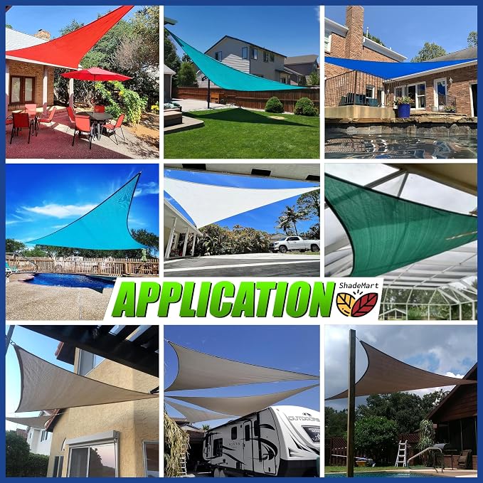 8' x 8' x 8' Brown Sun Shade Sail UPF50 Triangle SMTAPT12 Canopy Fabric Cloth - Image 4
