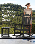 SERWALL Rocking Chair Outdoor, HDPE Front Porch Rocker - Image 6