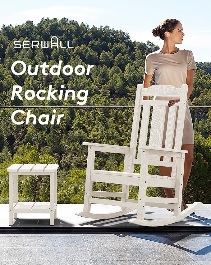 SERWALL HDPE Oversized Outdoor Rocking Chairs Set of 2, Patio Rocker, All - Image 8