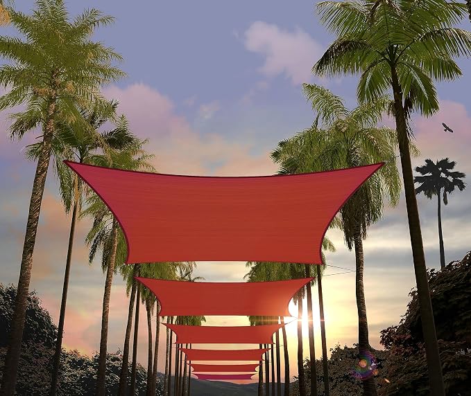Amgo Custom Size 7' x 13' Red Rectangle Square Sun Shade Sail UPF50+ AGTAPR0810 by Amgo