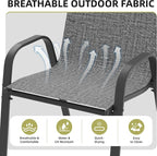 Patio Chairs Set of 2, Outdoor Stackable Dining Chairs - Image 5