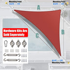 Amgo 20' x 20' x 28.3' Red Right Triangle Sun Shade Sail Outdoor Canopy Awning - Image 6