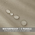 Linen Outdoor Curtains for Patio Waterproof 4 Pcs 54x95 In Taupe | Light - Image 2