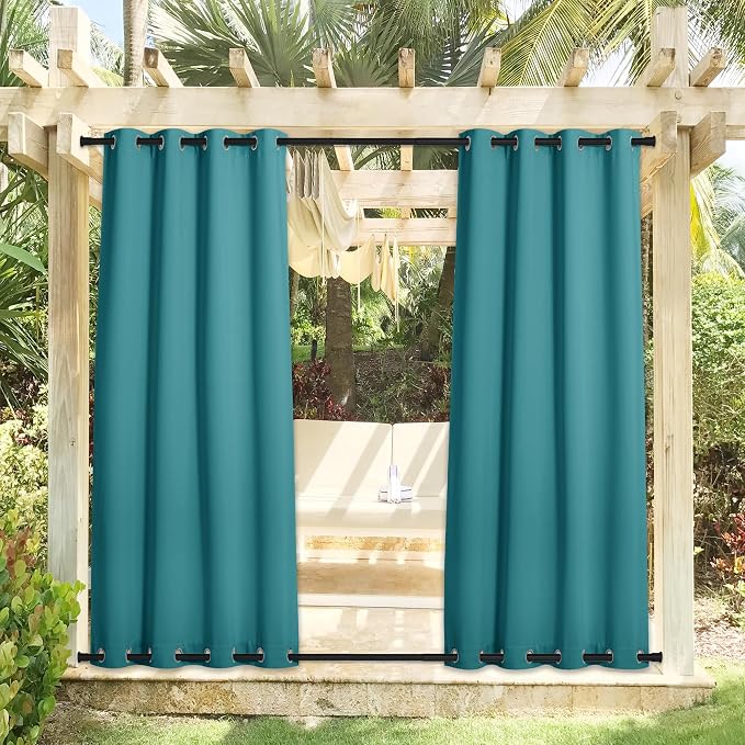 NICETOWN Outdoor Curtains for Patio Waterproof 2 Panels, Windproof Top and - Image 2