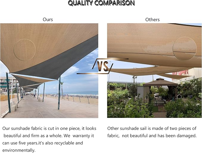 Tronssien Rectangle 12'x16' Sun Shade Sail, 95% UV Blockage Canopy Awning - Image 5
