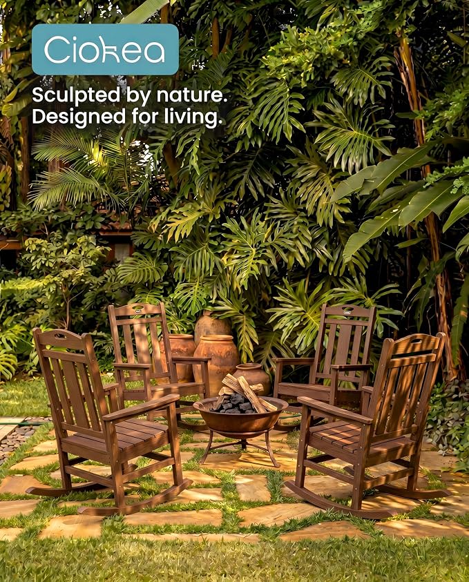 Oversized Outdoor Rocking Chairs Set of 3, 380lbs Heavy-Duty Large Patio Rocker - Image 5