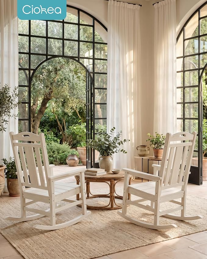 Oversized Outdoor Rocking Chairs Set of 3, 380lbs Heavy-Duty Large Patio Rocker - Image 5