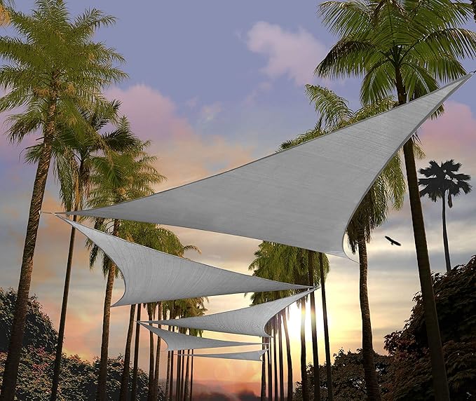 Amgo 18' x 18' x 18' Gray Triangle Sun Shade Sail Outdoor Canopy Awning UPF50+ by Amgo