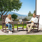 SERWALL Outdoor Rocking Chair Set of 4, Patio Rocking Chair, Coffee | HDPE - Image 2