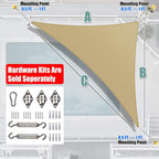 Amgo Custom Size 14' x 24' x 27.8' Sand Beige Right Triangle Sun Shade Sail - Image 6