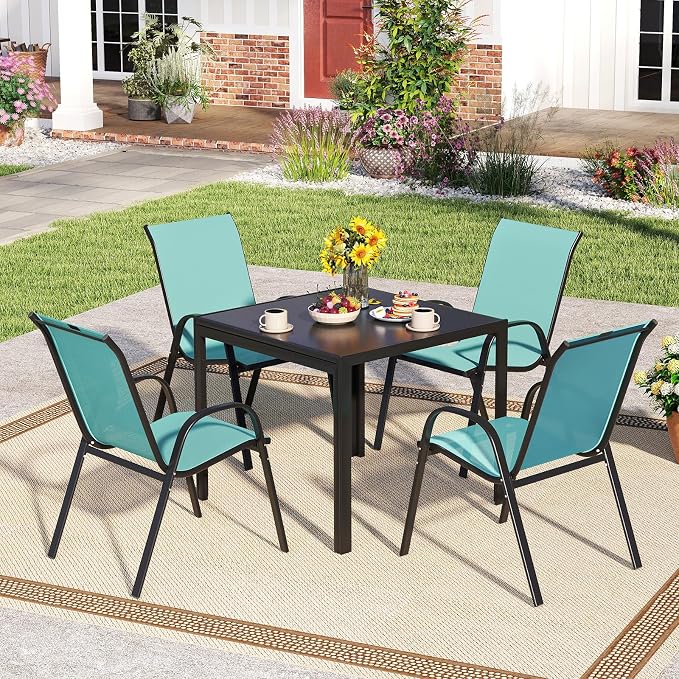 Tangkula Patio Dining Chairs Set of 4, Outdoor Stackable All Weather Heavy Duty - Image 5