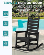 SERWALL Outdoor Rocking Chair Set of 4, Oversized HDPE Rocker, All Weather - Image 4