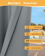 HolidayIdeas Outdoor Curtains for Patio Waterproof 4 Pcs 54x120 Inch Grey | - Image 3