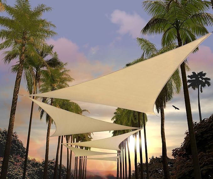 Amgo Custom Size 13' x 13' x 13' Beige Triangle Sun Shade Sail UPF50+ AGTAPT12 by Amgo