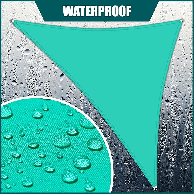 Royal Shade 8' x 9' x 12' Turquoise Triangle Waterproof Sun Shade Sail Order to - Image 2
