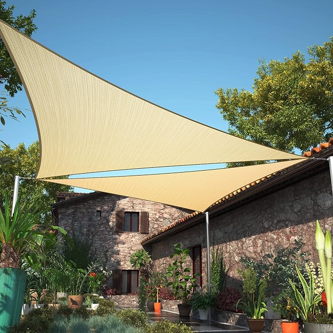 16' x 20' x 25.6' Beige Sun Shade Sail UPF50 Right Triangle SMTAPT12 Canopy by ShadeMart