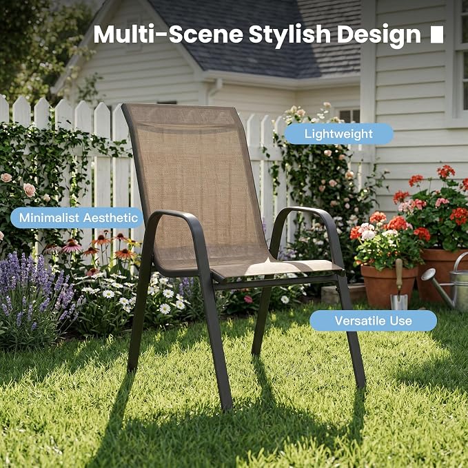 DIFY Patio Chairs Set of 6, Stackable Outdoor Dining Chairs Set - Image 8