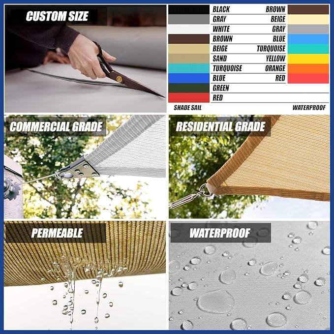 22' x 22' x 22' Red Triangle Sun Shade Sail UPF50 SMTAPT12 Canopy Fabric Cloth - Image 3