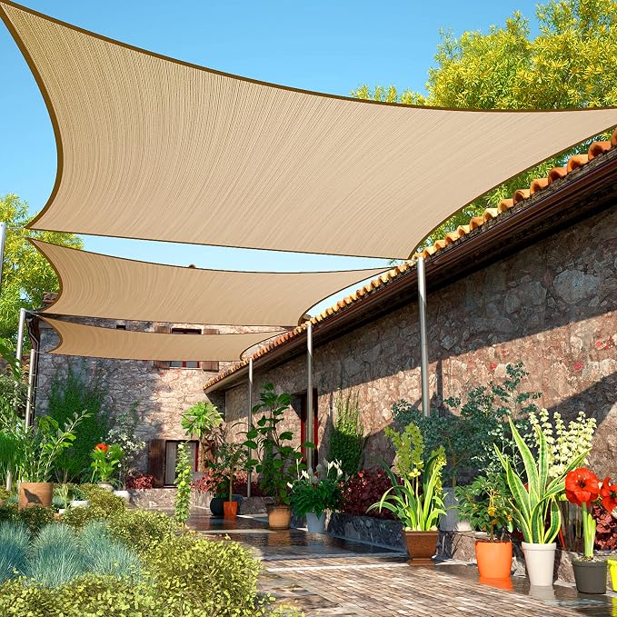 16' x 20' Sand Sun Shade Sail UPF50 Rectangle Canopy Fabric Cloth Screen by ShadeMart
