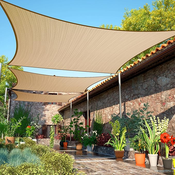 6' x 19' Sand Beige Sun Shade Sail Rectangle SMSLR Canopy Fabric Cloth Screen by ShadeMart