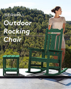 SERWALL Oversized Outdoor Rocking Chair, Patio HDPE Rocking Chair, All Weather - Image 6