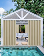Windproof Outdoor Curtains for Patio Waterproof 4 Pcs 110x84 In Cream | Grommet by HolidayIdeas