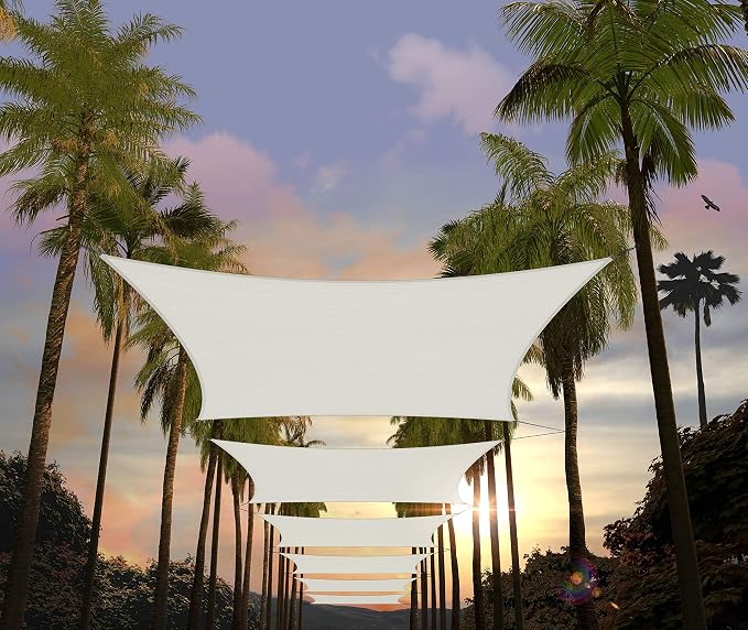 Amgo Custom Size 7' x 14' White Rectangle Square Sun Shade Sail UPF50+ by Amgo