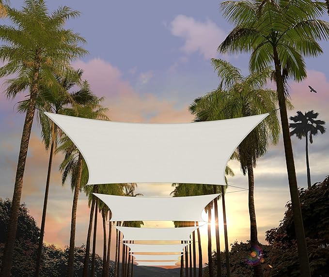 Amgo Custom Size 20' x 22' White Rectangle Square Sun Shade Sail UPF50+ by Amgo