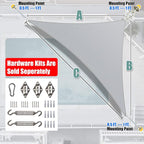 Amgo Custom Size 21' x 24' x 31.9' Gray Right Triangle Sun Shade Sail UPF50+ - Image 6